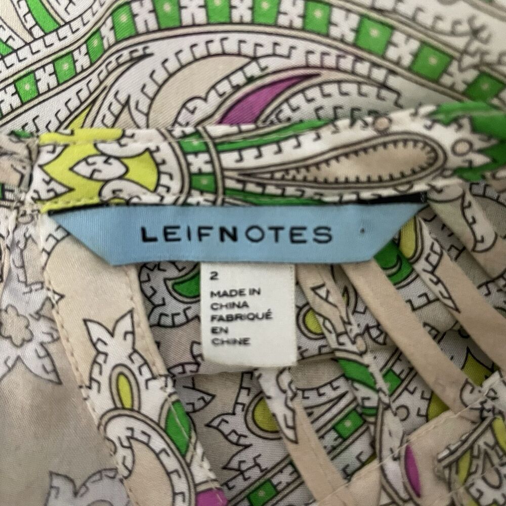 Anthropologie Leifnotes Women's Size 2 Multicolor Paisley Silk Lattice Trim Top - Picture 8 of 9